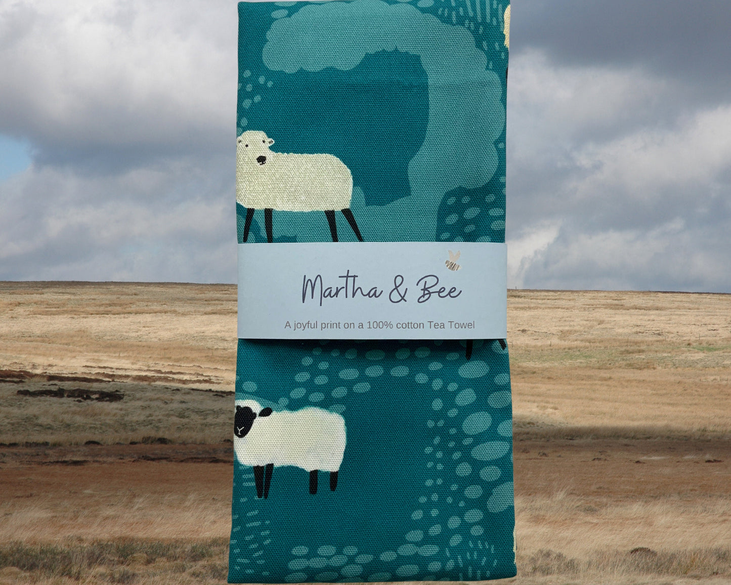 Dartmoor Sheep Cotton Tea Towel, Sheep Kitchen towel, Teal Blue Cotton Tea Towel, Dartmoor Gift, Country Kitchen Tea Towel, Sheep gift her,