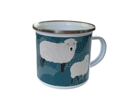 Enamel mug with Dartmoor sheep, Sheep camping mug, Outdoor mug with sheep, Dartmoor sheep mug gift, sheeps Enamel picnic mug , sheep gifts
